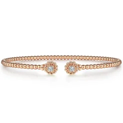 Sale Gabriel & Co. 14K Rose Gold Bujukan Split Cuff Bracelet with Diamond Flower Caps