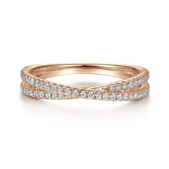 New Gabriel & Co. 14K Rose Gold Criss Cross Diamond Stackable Ring