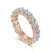 Best Gabriel & Co. 14K Rose Gold Cushion Cut Diamond Eternity Band with Heart Prongs - 4.06 ct