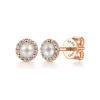Clearance Gabriel & Co. 14K Rose Gold Diamond and Pearl stud Earrings