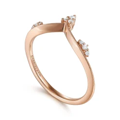 Gabriel & Co. 14K Rose Gold Diamond Cluster Chevron Ring