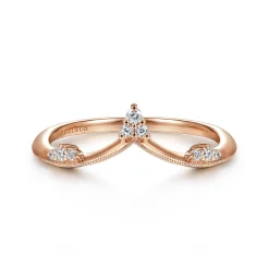 Gabriel & Co. 14K Rose Gold Diamond Cluster Chevron Ring