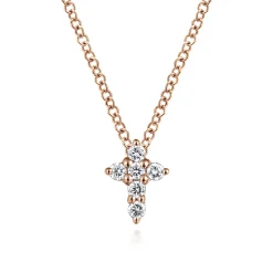 New Gabriel & Co. 14K Rose Gold Diamond Cross Necklace