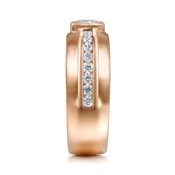 New Gabriel & Co. 14K Rose Gold Diamond Mens Engagement Ring in High Polished Finish