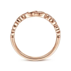 Clearance Gabriel & Co. 14K Rose Gold Floral Diamond Anniversary Band with Milgrain - 0.15 ct