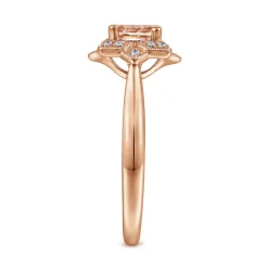 Outlet Gabriel & Co. 14K Rose Gold Floral Diamond Halo Round Morganite Ring