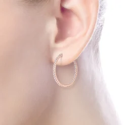 Outlet Gabriel & Co. 14K Rose Gold French Pave 20mm Round Inside Out Diamond Hoop Earrings