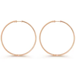 Outlet Gabriel & Co. 14K Rose Gold French Pave 70mm Round Inside Out Diamond Classic Hoop Earrings