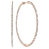 New Gabriel & Co. 14K Rose Gold French Pave 60mm Round Inside Out Diamond Classic Hoop Earrings