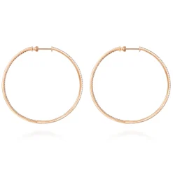 New Gabriel & Co. 14K Rose Gold French Pave 60mm Round Inside Out Diamond Classic Hoop Earrings