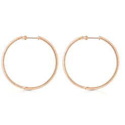 Sale Gabriel & Co. 14K Rose Gold French Pave 50mm Round Inside Out Diamond Classic Hoop Earrings