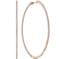 Discount Gabriel & Co. 14K Rose Gold French Pave 80mm Round Inside Out Diamond Hoop Earrings