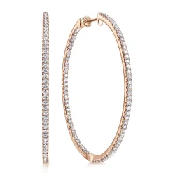 Outlet Gabriel & Co. 14K Rose Gold French Pave 50mm Round Inside Out Diamond Hoop Earrings
