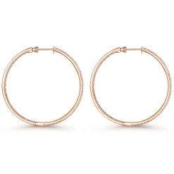 Outlet Gabriel & Co. 14K Rose Gold French Pave 50mm Round Inside Out Diamond Hoop Earrings