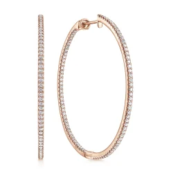 Online Gabriel & Co. 14K Rose Gold French Pave 50mm Round Inside Out Diamond Hoop Earrings