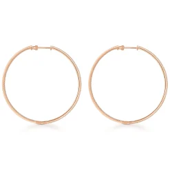 Discount Gabriel & Co. 14K Rose Gold French Pave 60mm Round Inside Out Diamond Classic Hoop Earrings