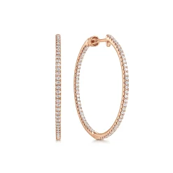 Sale Gabriel & Co. 14K Rose Gold French Pave 30mm Round Inside Out Diamond Hoop Earrings
