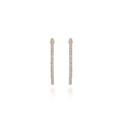 Best Gabriel & Co. 14K Rose Gold French Pave 30mm Round Inside Out Diamond Hoop Earrings