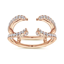 Clearance Gabriel & Co. 14K Rose Gold French Pave Set Diamond Ring Enhancer - 0.6 ct