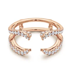 Clearance Gabriel & Co. 14K Rose Gold French Pave Set Diamond Ring Enhancer - 0.6 ct