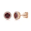 Outlet Gabriel & Co. 14K Rose Gold Garnet and Diamond Halo Stud Earrings