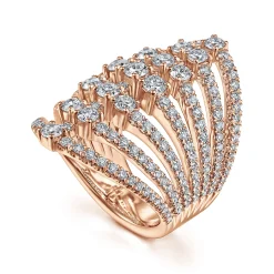 Outlet Gabriel & Co. 18K Rose Gold Layered Diamond Fan Wide Band Ring