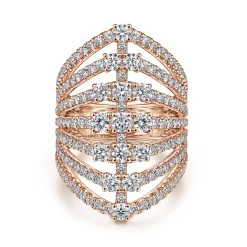 Outlet Gabriel & Co. 18K Rose Gold Layered Diamond Fan Wide Band Ring