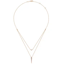 Clearance Gabriel & Co. 14K Rose Gold Layered Pave Diamond Bar and Spike Pendant Necklace