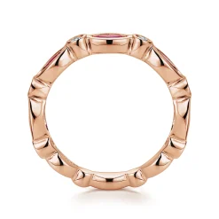 Gabriel & Co. 14K Rose Gold Marquise Ruby and Round Diamond Stackable Ring