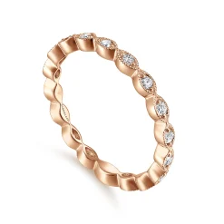 Clearance Gabriel & Co. 14K Rose Gold Marquise Station Diamond Stackable Ring