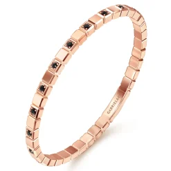 New Gabriel & Co. 14K Rose Gold Mens Bangle with Black Diamond