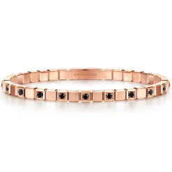 New Gabriel & Co. 14K Rose Gold Mens Bangle with Black Diamond