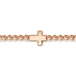 Sale Gabriel & Co. 14K Rose Gold 4mm Beaded Mens Bracelet with Black Spinel Cross