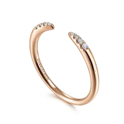 Gabriel & Co. 14K Rose Gold Open Diamond Tipped Stackable Ring