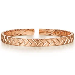 New Gabriel & Co. 14K Rose Gold Open Herringbone Cuff Bangle