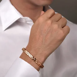 New Gabriel & Co. 14K Rose Gold Open Herringbone Cuff Bangle