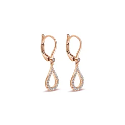 Clearance Gabriel & Co. 14k Rose Gold Open Teardrop Diamond Drop Earrings