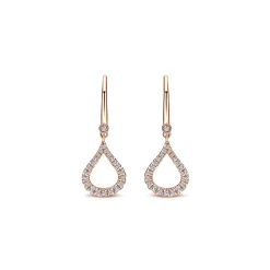 Clearance Gabriel & Co. 14k Rose Gold Open Teardrop Diamond Drop Earrings