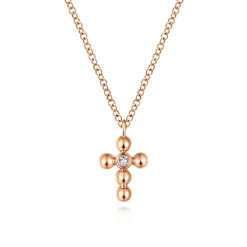 Discount Gabriel & Co. 14k Rose Gold Orb Diamond Cross Necklace