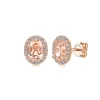 Outlet Gabriel & Co. 14K Rose Gold Oval Morganite and Diamond Halo Stud Earrings