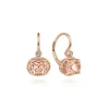 New Gabriel & Co. 14K Rose Gold Oval Morganite and Diamond Leverback Earrings