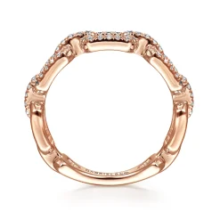 Discount Gabriel & Co. 14K Rose Gold Pave Diamond Chain Link Ring Band
