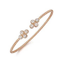 Clearance Gabriel & Co. 14K Rose Gold Pearl Bujukan Open Bangle