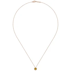 Hot Gabriel & Co. 14K Rose Gold Round Citrine and Diamond Halo Pendant Necklace