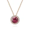 Online Gabriel & Co. 14k Rose Gold Round Cut Diamond Halo Pink Tourmaline Pendant Necklace