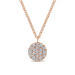 Best Gabriel & Co. 14K Rose Gold Round Diamond Disc Pendant Necklace