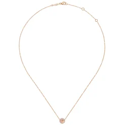 Best Gabriel & Co. 14K Rose Gold Round Morganite and Diamond Halo Pendant Necklace