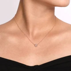 Best Gabriel & Co. 14K Rose Gold Round Morganite and Diamond Halo Pendant Necklace