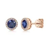 Best Gabriel & Co. 14K Rose Gold SA - Blue Sapphire Halo Stud Earrings
