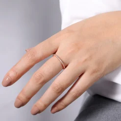 Hot Gabriel & Co. 14K Rose Gold Scalloped Stackable Diamond Band Ring
